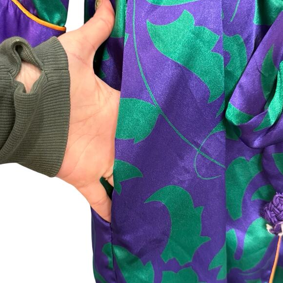 Vintage Victoria's Secret Gold Label Green Purple Satin Wrap Robe size S / M - Picture 9 of 16